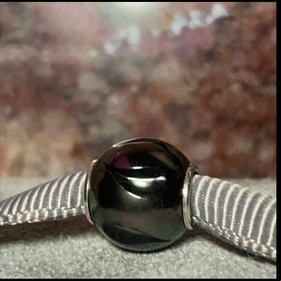 🦪Galatea Pearl🦪 SS Leaf Carved, Black South Sea Pearl *Queen Bead*, New~Worn 2x - Picture 2 of 10